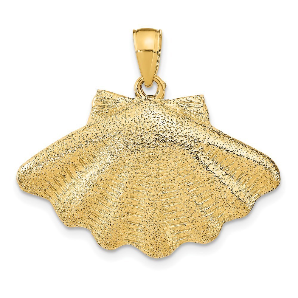 14k Yellow Gold Sea Life Clam Shell Necklace Charm Pendant